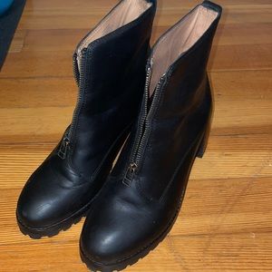 Madewell Heeled black leather zip up booties size 8